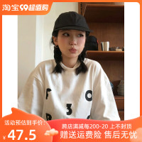 美式復古潮牌字母印花白色短袖T恤女夏小眾設計減齡顯瘦純棉上衣