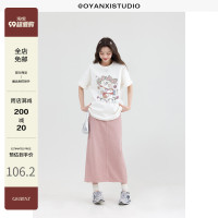 歐陽喜 春季慵懶休閒寬鬆印花上衣通勤百搭小個子時尚顯瘦T恤套裝