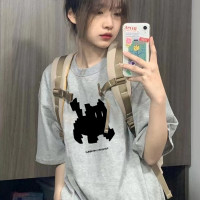 美式復古純棉短袖t恤女夏季2023新款設計感小眾寬鬆半袖獨特上衣