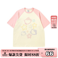 奶fufu甜美風可愛發泡短袖T恤女夏季寬鬆休閒學生情侶插肩袖上衣