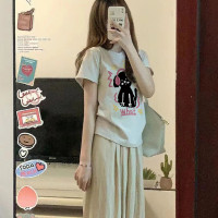 正肩短袖t恤女夏季設計感小眾修身小個子甜美短款絕美甜辣小上衣