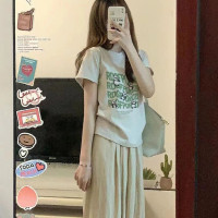 花灰色正肩短袖t恤女夏季新款設計感小眾甜美短款絕美甜辣小上衣