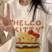 甜美百搭純棉短袖t恤女夏季2023新款韓系少女HelloKitty減齡上衣