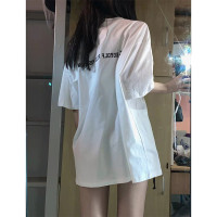 夏季純棉正肩大尺碼t恤女寬鬆韓版oversize設計感小眾短袖白色上衣