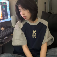 美式設計感插肩短袖T恤女夏季oversize寬鬆打底衫港味半袖ins上衣