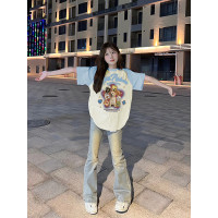 多巴胺穿搭短袖T恤女夏季新款純棉拼色插肩設計感寬鬆半袖上衣服