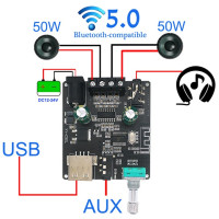 Усилитель мощности 2*50 Вт, Bluetooth 200, класс D, аудио, 10-Вт