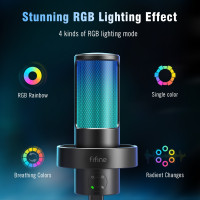 FIFINE Ampligame A8 PLUS USB микрофон с контрастным RGB,3 капсулы 4 полярных узора