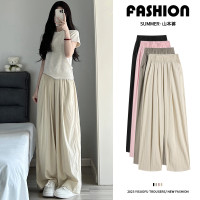冰絲闊腿褲女夏季薄款2023年新款高腰垂感寬鬆直筒禪意棉麻山本褲