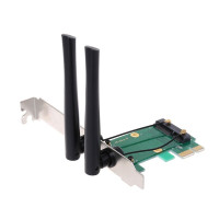 Беспроводная сетевая карта WiFi Mini PCI-E Express к адаптеру PCI-E 2 Антенна Внешний ПК добавить на карту