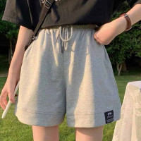 黑色運動風短褲女裝秋季新款高腰顯瘦休閒褲外穿寬鬆闊腿褲子ins