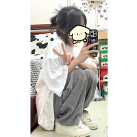 灰色運動褲女2023新款春夏季ins潮寬鬆直筒休閒薄款百搭闊腿褲子