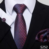 Однотонный синий галстук для мужчин жаккардовый праздничный Подарочный галстук носовой платок Набор Запонок галстук костюм аксессуары для работы