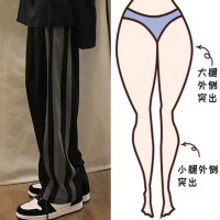 黑色側邊條紋運動褲女春秋新款大尺碼胖mm寬鬆顯瘦學生直筒休閒褲子