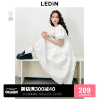 樂町大A擺泡泡袖洋裝23年夏季新款女裝法式優雅蝴蝶結氣質長裙