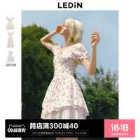 樂町碎花洋裝23夏新款歐式田園風白色裙子洋裝吊帶蛋糕裙