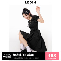 樂町長版抽褶洋裝夏新款露肩吊帶叛逆千金黑裙蝴蝶結洋裝