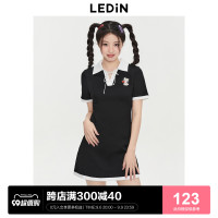 樂町甜美學院風洋裝2023春夏新款少女減齡綁帶polo裙運動洋裝