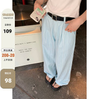 CCKOK 2023年夏季薄款豎條紋直筒寬鬆闊腿長版拖地運動休閒褲女