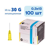 Иглы медицинские инъекционные Vogt Medical 0,3х13 30Gх1 1/2 упаковка 100 шт / иголки одноразовые стерильные для инъекций, для инсулина, для мезотерапии 30 G / для шприца, для уколов