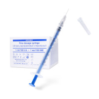 Инсулиновый шприц с иглой Apexmed 1 мл, 30 шт, трехкомпонентный, одноразовый, для внутривенных и внутримышечных инъекций и уколов