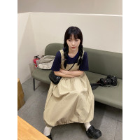 奶兔星球-自制 山系抱嬰袋裙大口袋休閒工作服洋裝調節肩帶花苞裙子