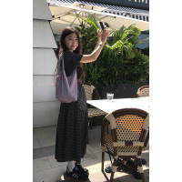 好玩和有趣 Spring Book法式復古黑色碎花褶皺裙百搭寬鬆洋裝女