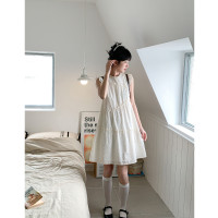 【現貨】忠犬小八梨形自制雛菊少女花邊A型顯瘦連衣中裙少女春夏