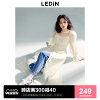 樂町天絲仙女裙2023年秋季新款度假風洋裝高級感鹽系收腰長裙