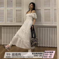 橘子樹在哪兒溫柔風初戀短袖洋裝女夏季收腰顯瘦泡泡袖氣質裙子