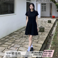 橘子樹在哪兒赫本風黑色魚骨洋裝女夏季高級感收腰顯瘦氣質短裙