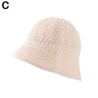 Летняя шляпа от солнца, вязаная крючком, складная купольная Панама, полый однотонный цвет, простые мягкие пляжные шапки для женщин N6P3