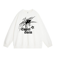 CAPRICORN蜘蛛高街歐美潮圓領厚棉T女2023新款加絨加厚長袖上衣秋