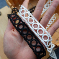 Кружевная лента, изысканная черно-белая молочная шелковая Цветочная отделка Howllow, аксессуары для шитья, ручная работа, 3 метра