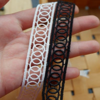 2 метра, яркая белая черная кружевная отделка, тканевая Венецианская Цветочная кружевная нашивка, тесьма, лента, кружевные аксессуары «сделай сам»
