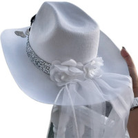 Нежная блестящая ковбойская шляпа с вуалью, ковбойская шляпа в западном стиле для сцены, Прямая поставка