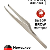 Пинцет для бровей Solinberg G801з профессиональный скошенный / щипчики для бровей и ресниц (ручная заточка)