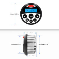 Автомагнитола для лодки, водонепроницаемая, стерео, Bluetooth, FM, AM, MP3, динамик 3 дюйма для автофургона, квадроцикла, яхты, мотоцикла