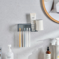 NSH.牙杯牙刷置物架漱口杯架壁挂式免打孔家用浴室卫生间收纳盒