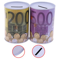 Креативная жестяная цилиндрическая копилка, коробка с изображением доллара евро, бытовая копилка для денег, домашний декор, коробочки для денег