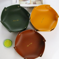 北欧ins皮革收纳盒桌面收纳托盘pu皮革首饰化妆品钥匙收纳盒批发