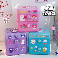 可爱创意学生桌面文具收纳盒ins时尚多功能家用翻盖带抽屉储物盒