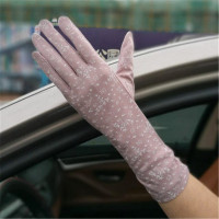 Перчатки женские с принтом, модные тонкие эластичные митенки для вождения из чистого хлопка, с защитой от солнца, Нескользящие, FS02, весна-лето
