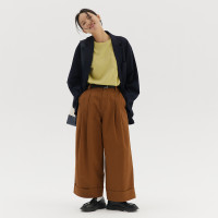 反/【梧桐樹】步履不停 休閒寬鬆廓形打褶折邊褲闊腿褲