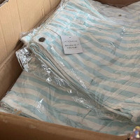 福利  日單尾貨 大廠貨 羅蔔褲 女 八分褲 豎條紋