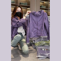 別致甜辣很仙的小香風薄款衝鋒衣防曬衣紫色連帽防曬服外套女夏季