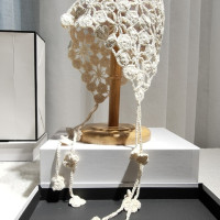 Панама женская в этническом стиле, вязаная шапка ручной работы с цветами и лепестками медных монет, с вырезами, ручная работа