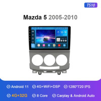 Автомобильный мультимедийный видеоплеер TS10, автомагнитола 8 ГБ + 128 ГБ Android 11 для Mazda 5 2005-2010, навигация Carplay DSP 4G LTE 360, камера 2DIN