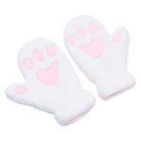 Женские студенческие зимние пушистые плюшевые перчатки с длинными пальцами, милые однотонные ветрозащитные лыжные варежки с мультяшными кошачьими лапами для улицы