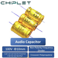 Горизонтальный звуковой конденсатор 100 в, разделитель частоты без полярности 1 мкф 1,5 мкФ 2,2 мкФ 3,3 мкФ 4,7 мкФ, разделитель из полипропилена, 10 шт.